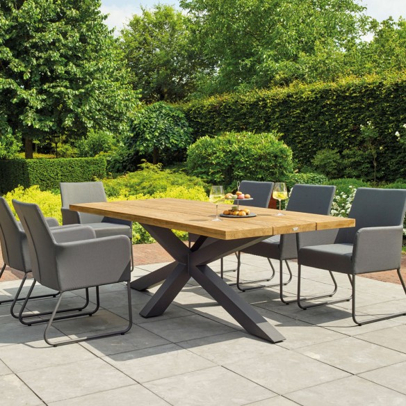TIMOR Outdoor Dining Table 6 Seater Teak and Anthracite Aluminium W230