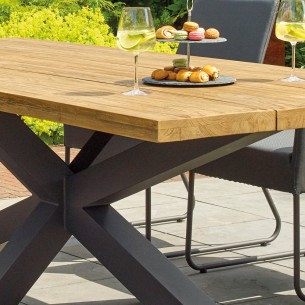 Table de jardin TIMOR en teck et aluminium anthracite 6 places L230 2