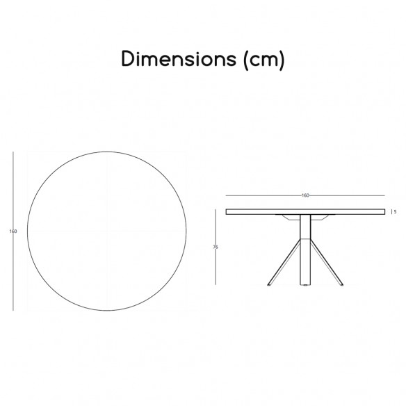 JATI Round Dining Table in Natural Reclaimed Teak with Black Base W160