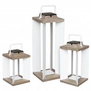 Trio de lanternes solaires DURATEK ALU blanc H36cm H45cm H65cm Intensité réglable 2