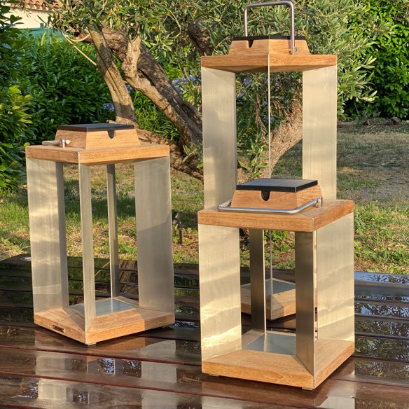 Trio de lanternes solaires TECK INOX LES JARDINS