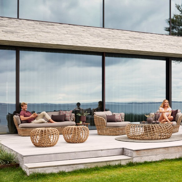 Fauteuil de jardin BASKET Naturel coussins taupe Fauteuil de jardin BASKET Naturel coussins taupe