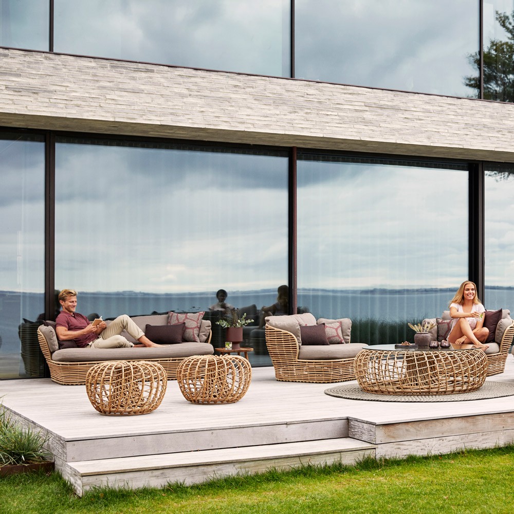 Fauteuil de jardin BASKET Naturel coussins taupe Fauteuil de jardin BASKET Naturel coussins taupe