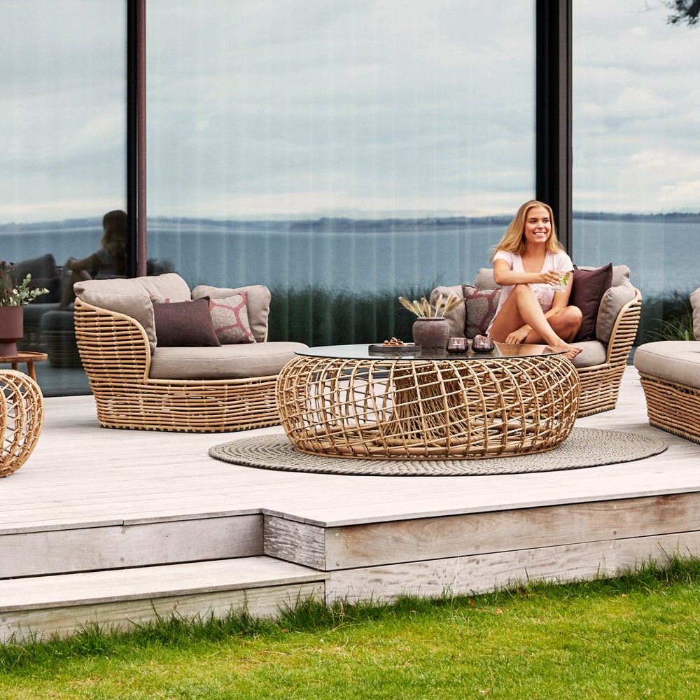 Fauteuil de jardin BASKET Naturel coussins taupe Fauteuil de jardin BASKET Naturel coussins taupe