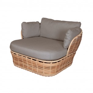 BASKET Garden Armchair Natural with Taupe Cushions 2