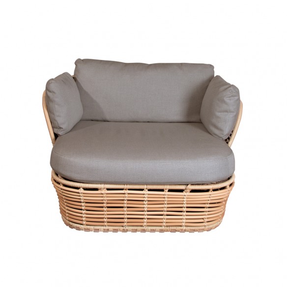 BASKET Garden Armchair Natural with Taupe Cushions