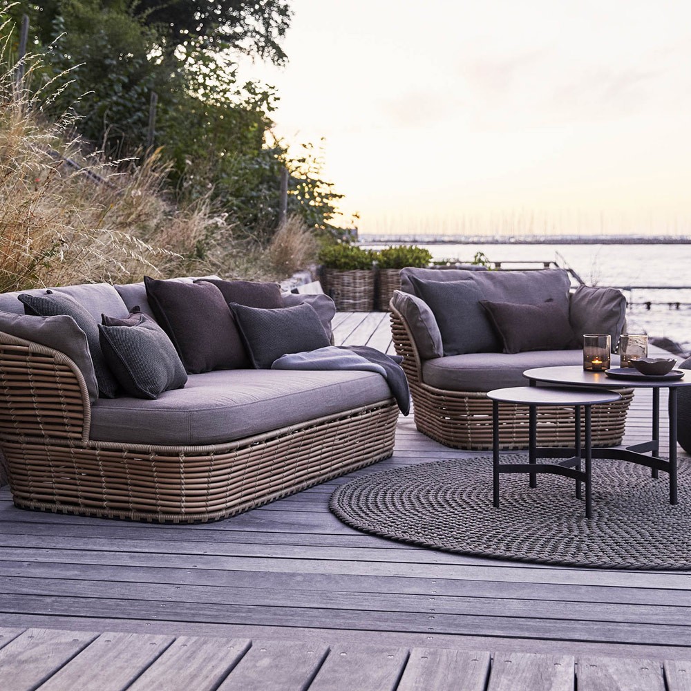 Fauteuil de jardin BASKET Naturel coussins taupe Fauteuil de jardin BASKET Naturel coussins taupe