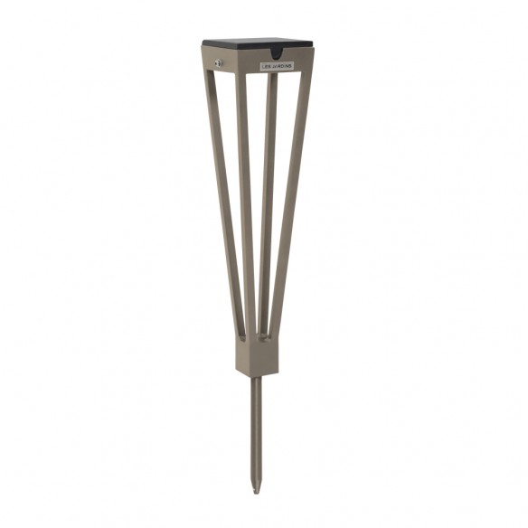 Solar Torch H52cm in Beige Aluminum with an Integrated Spike