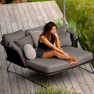HORIZON Double Daybed Black Weave with Grey Cushions