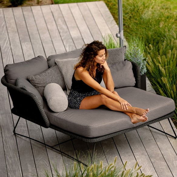 HORIZON Double Daybed Black Weave with Grey Cushions HORIZON Double Daybed Black Weave with Grey Cushions