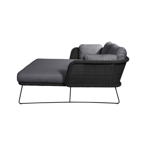 HORIZON Double Daybed Black Weave with Grey Cushions