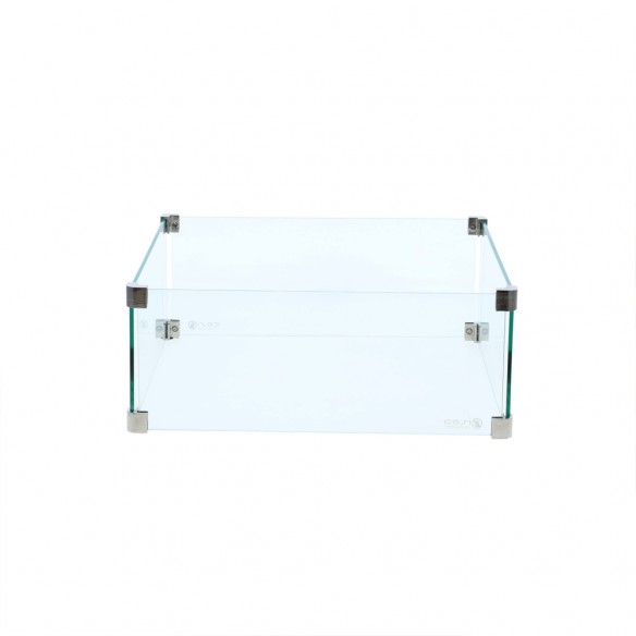 Table basse carrée avec feu central COSILOFT 100 verre trempé