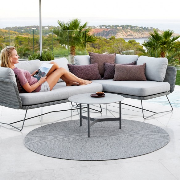 CIRCLE Light Grey Polypropylene Round Outdoor Rug D140cm