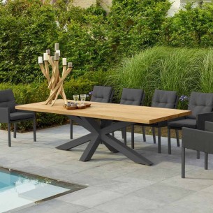 TIMOR Outdoor Dining Table 8 Seater Teak and Anthracite Aluminium W280