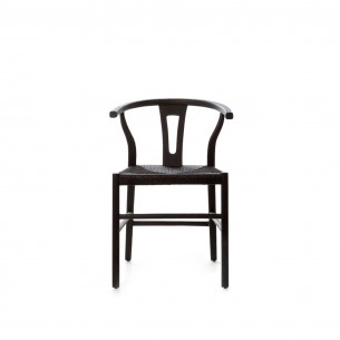 Chaise ROB en teck recyclé noir et corde noire tressée 2