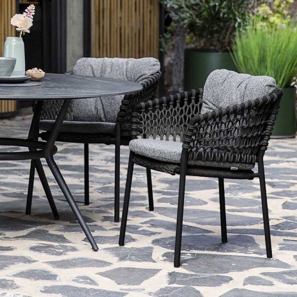 OCEAN Garden Chair Dark Grey Soft Rope with Grey Cushion