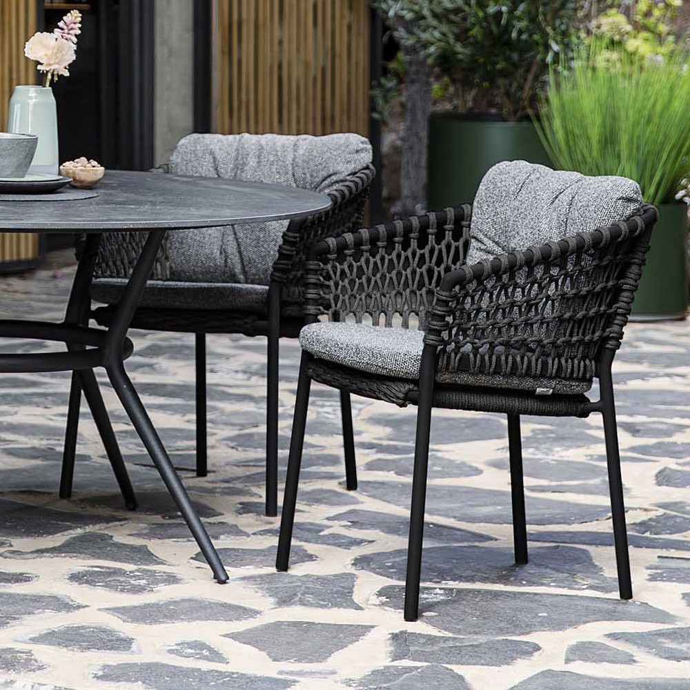 Fauteuil de jardin Peacock Corde souple et coussins gris