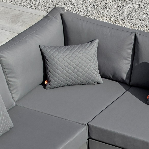 SOHO CARBON Lounge Set 6 Seater Aluminium Grey with Teak Armrests