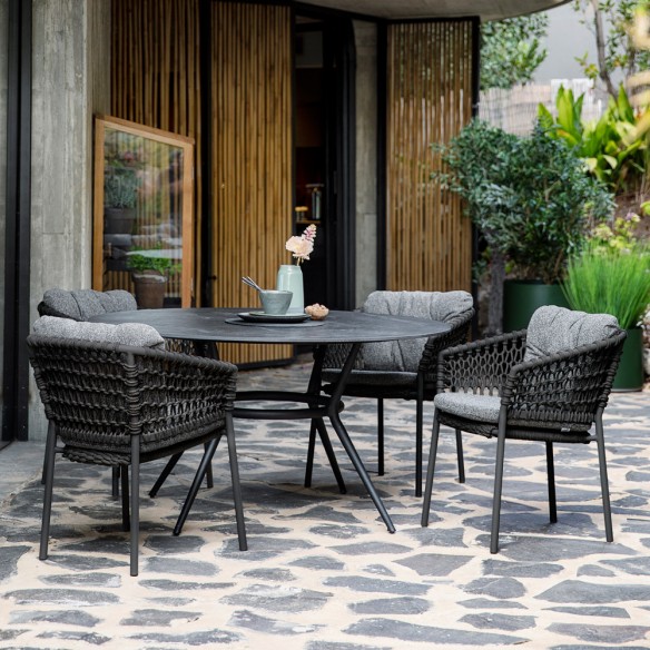 OCEAN Garden Chair Dark Grey Soft Rope with Grey Cushion Cane-line
