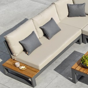 SOHO KHAKI Lounge Set 5 Seater Aluminium Grey with Side Tables 2
