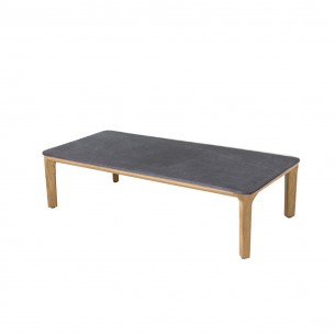 ASPECT Rectangular Coffee Table in Teak and Black Fossil Ceramic W120cm 2