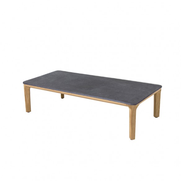 ASPECT Rectangular Coffee Table in Teak and Black Fossil Ceramic W120cm