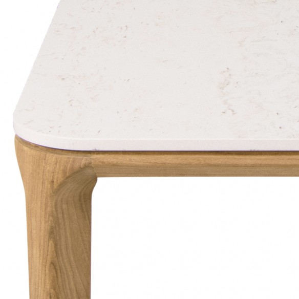 ASPECT Rectangular Coffee Table in Teak and Travertine Look Ceramic W120cm
