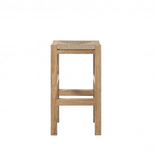 CORA Bar Stool in Reclaimed Teak Base and Natural Rope H75cm