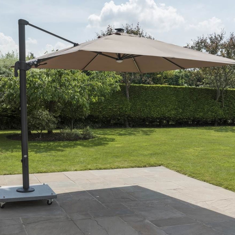 Palermo Cantilever Parasol 3x3m with aluminum frame and taupe canopy