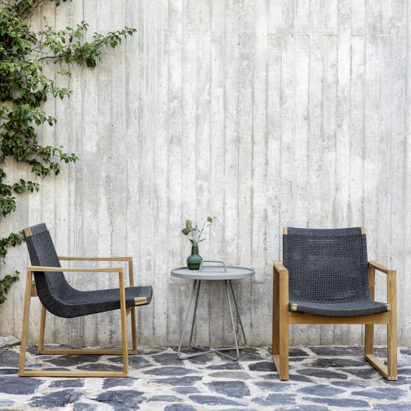 ENDLESS Garden Armchair with Teak Frame and Dark Grey Soft Rope