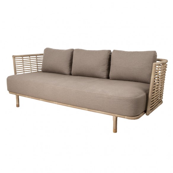 SENSE Garden Sofa 3 Seater Natural with Taupe Cushions