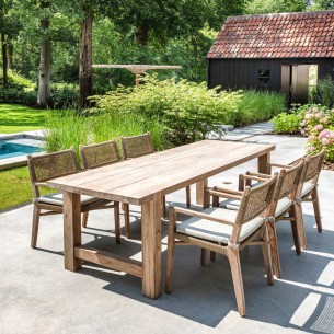 JADE Outdoor Dining Table in Natural Reclaimed Teak W250