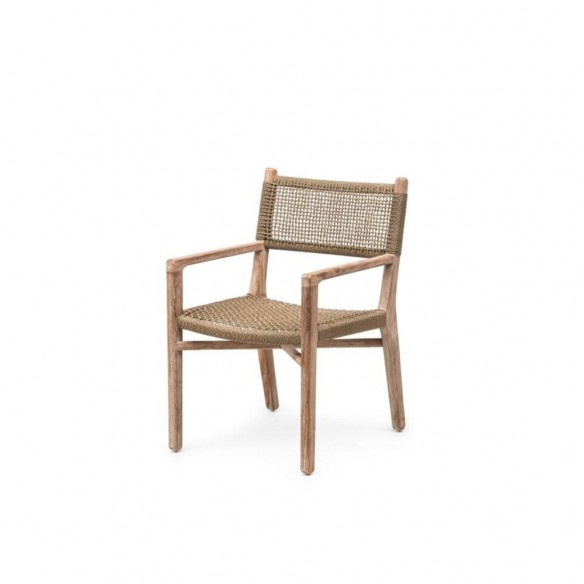 FLORA Dining Chair in Reclaimed Teak with Armrests