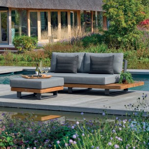 Salon de jardin FITZ QUEEN 4/5 places teck et gris souris 2