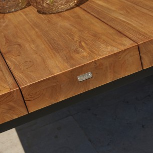 NEVADA Outdoor Dining Table 8 Seater in Teak and Grey Aluminium W240 2
