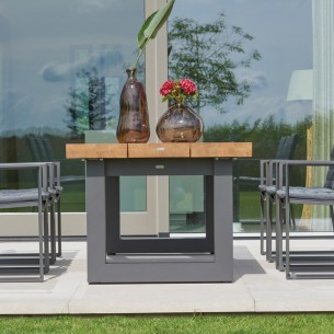 NEVADA Outdoor Dining Table 8 Seater in Teak and Grey Aluminium W240