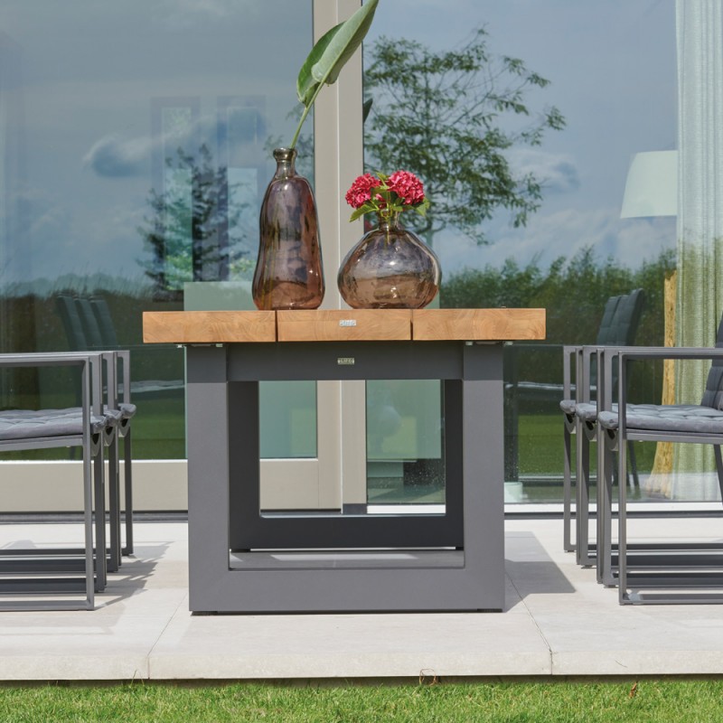NEVADA Outdoor Dining Table 8 Seater in Teak and Grey Aluminium W240