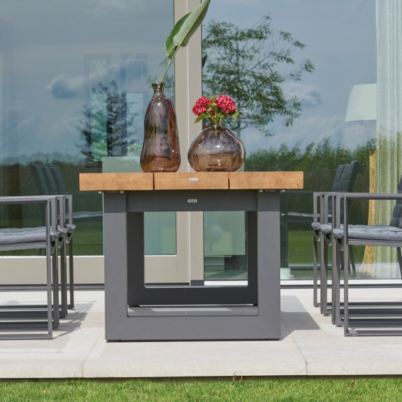 NEVADA Outdoor Dining Table 8 Seater in Teak and Grey Aluminium W240