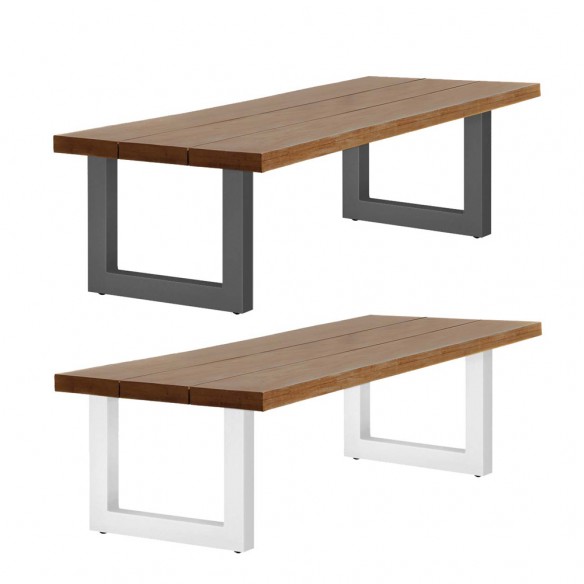 NEVADA Outdoor Dining Table 8 Seater in Teak and Grey Aluminium W240