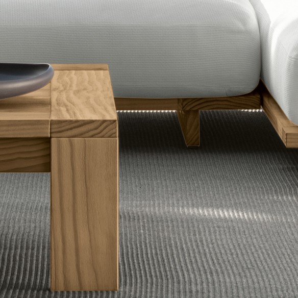 Salon de jardin ALFERO Bois couleur naturel et tissu blanc