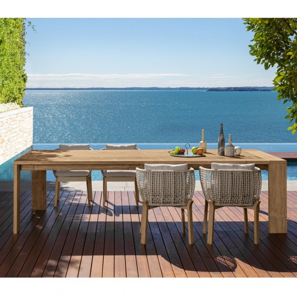 ALFERO Outdoor Dining Table Natural Wood Colour W220