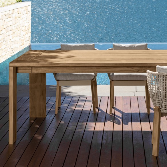 ALFERO Outdoor Dining Table Natural Wood Colour W220