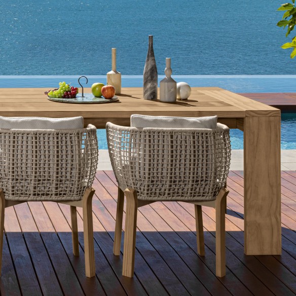 ALFERO Outdoor Dining Table Natural Wood Colour W220