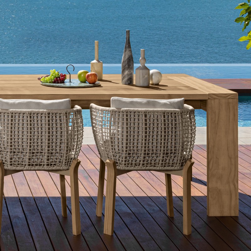 ALFERO Outdoor Dining Table Natural Wood Colour W280