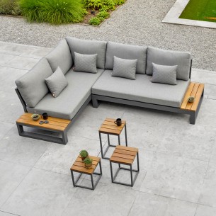 SOHO STEEL Lounge Set 4 Seater Aluminium Grey with Side Tables