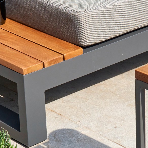 Salon de jardin SOHO STEEL 4 places gris aluminium avec tables d'appoint intégrées
