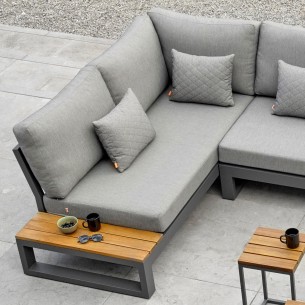 Salon de jardin SOHO STEEL 4 places gris aluminium avec tables d'appoint intégrées 2