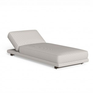 Bain de soleil ALFERO Bois couleur marron foncé et tissu blanc beige 2