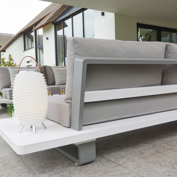 FITZ ROY Lounge Set 5/6 Seater Aluminium White and Grey