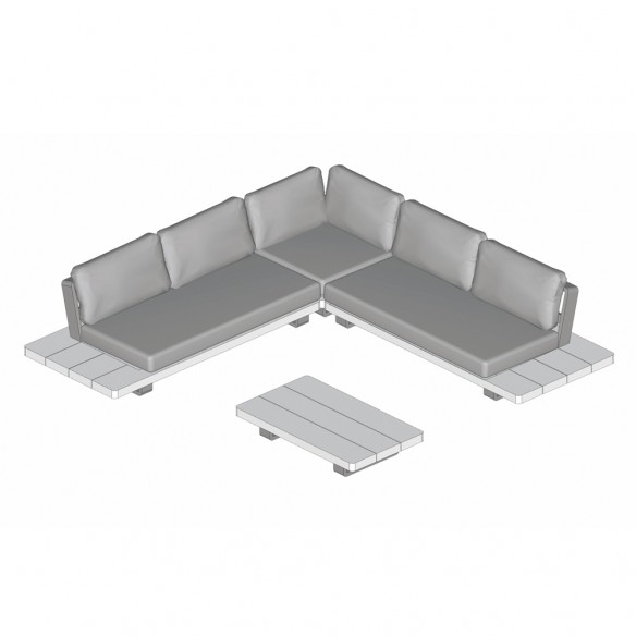 FITZ ROY Lounge Set 5/6 Seater Aluminium White and Grey